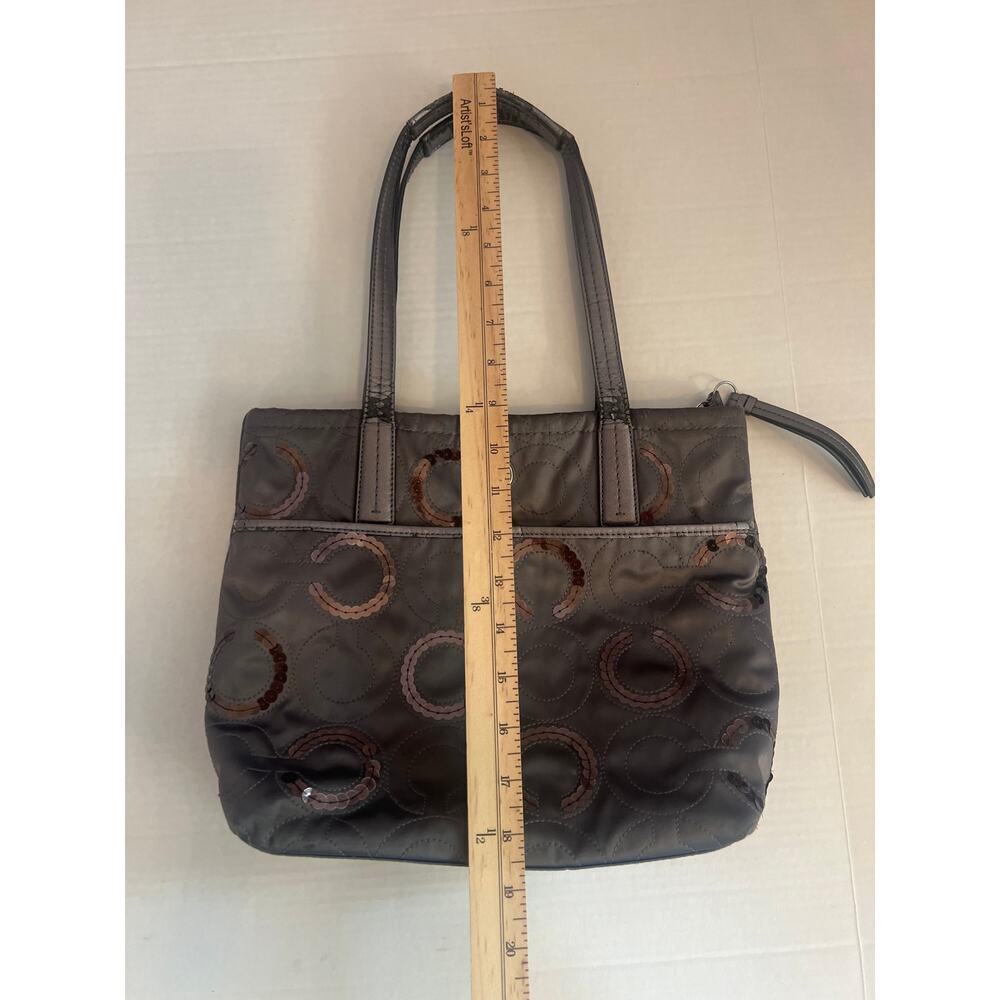 Coach Vintage Laura Circle tote bag in steel gray with sequin embellishments - Picture 7 of 14